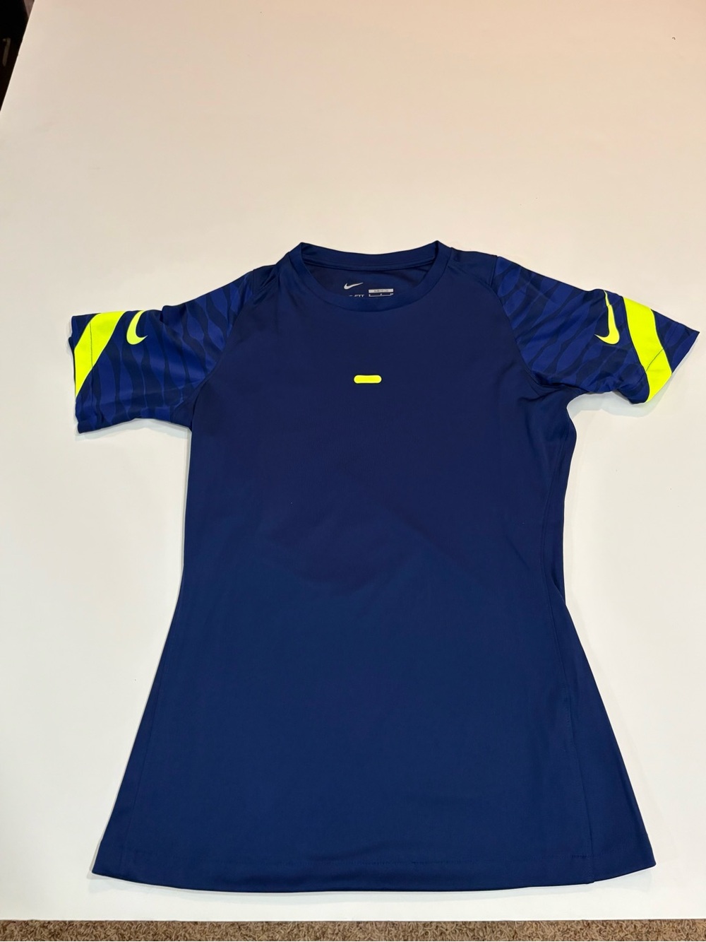 Nike Womens Colbalt Blue Short-Sleeve with Yellow Striking Volt Chevron Accents